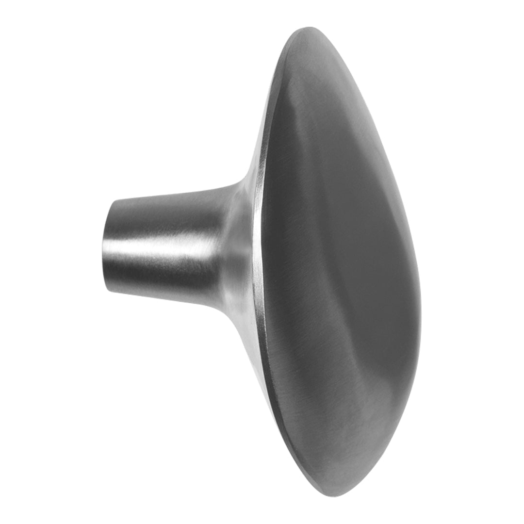 Sleek black and silver decorative knob with a smooth, modern design and rounded shape. Ideal for contemporary decor.