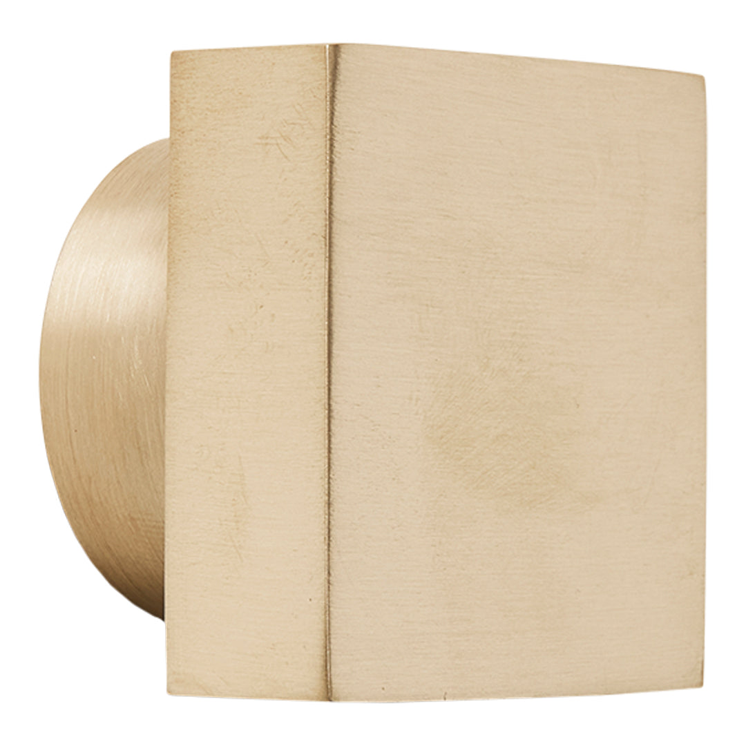 Brushed gold square knob with a smooth finish, showcasing a minimalist design and elegant metallic sheen.