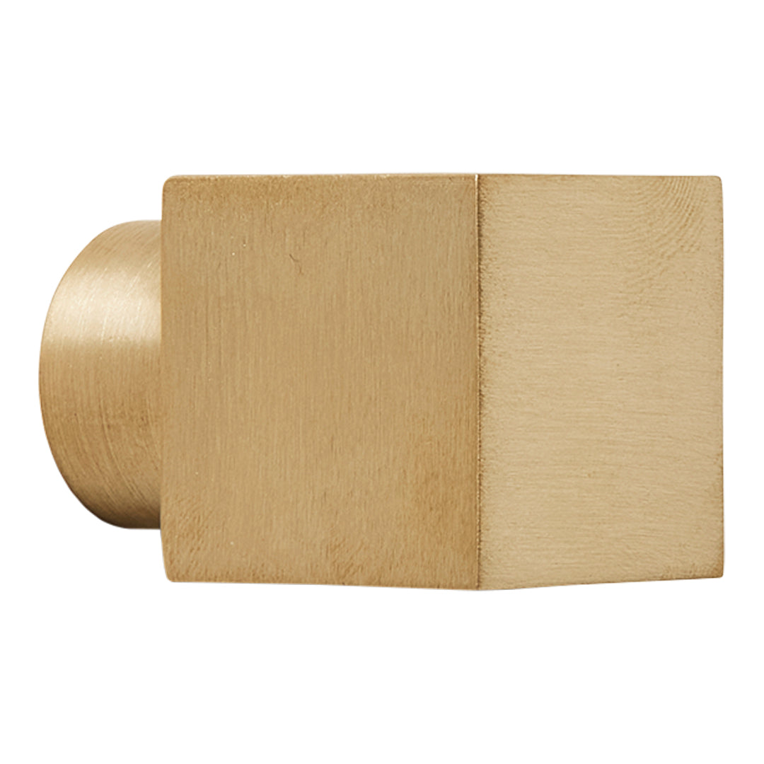 Brushed gold square knob featuring a sleek, modern design with a subtle metallic finish. Perfect for contemporary decor.