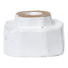 White ceramic candle holder with a natural brown rim and subtle speckled texture. Ideal for modern decor.