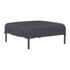 "Solid black bed frame with a smooth finish and sleek metal legs for a modern look."