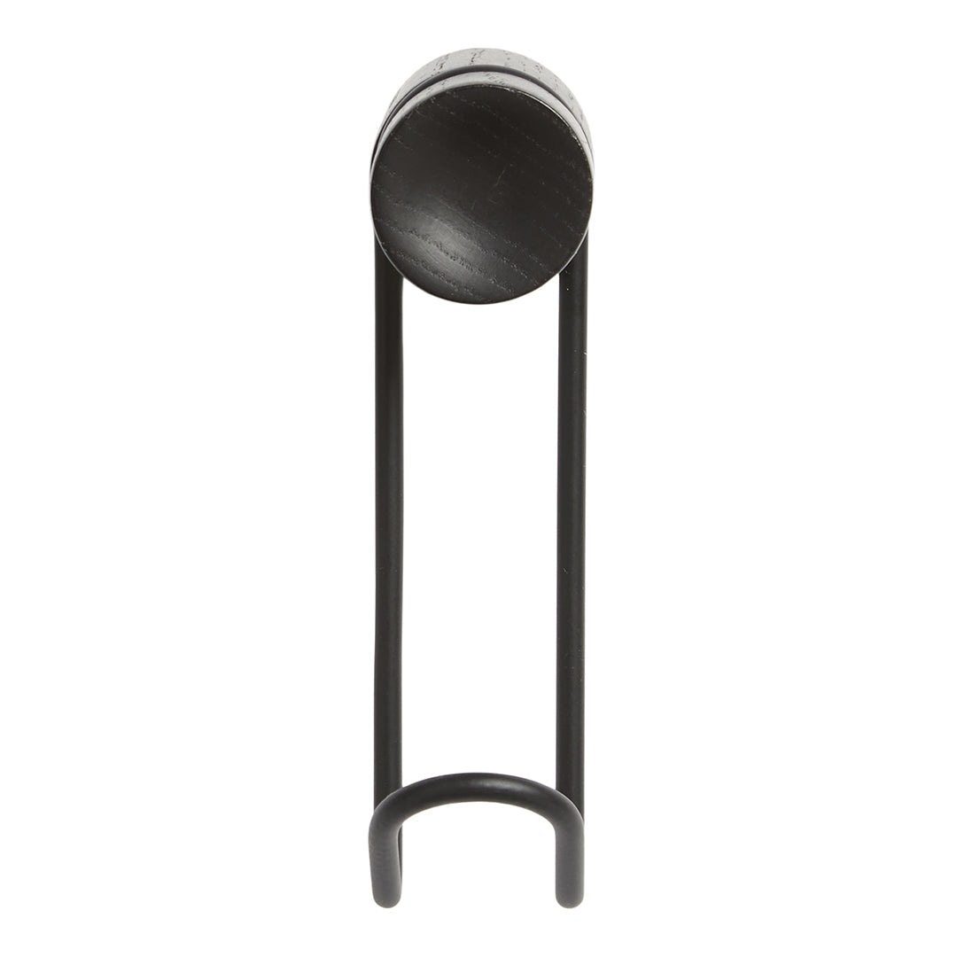 Black metal holder with a smooth circular top and sleek, minimalistic design. Perfect for modern decor.