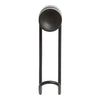 Black metal holder with a smooth circular top and sleek, minimalistic design. Perfect for modern decor.