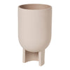 Light beige ceramic planter with a smooth finish and minimalist design, featuring a sturdy base. Perfect for modern decor.