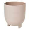 Beige ceramic planter with smooth, matte finish and simple, rounded design. Ideal for modern decor.