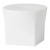 White geometric stool with smooth, clean lines and a minimalist design, perfect for modern decor.