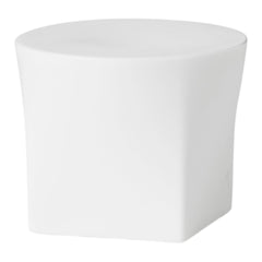 White geometric stool with smooth, clean lines and a minimalist design, perfect for modern decor.