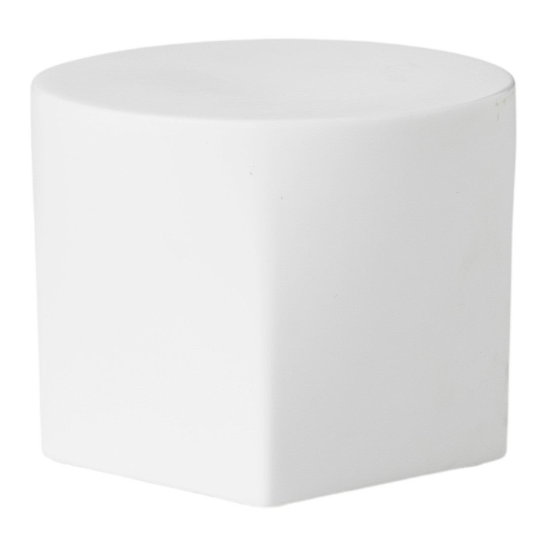 Matte white hexagonal stool with a smooth, unblemished surface, perfect for modern decor.