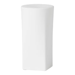 White cylindrical pedestal with a smooth, matte finish, perfect for showcasing products or decor items.