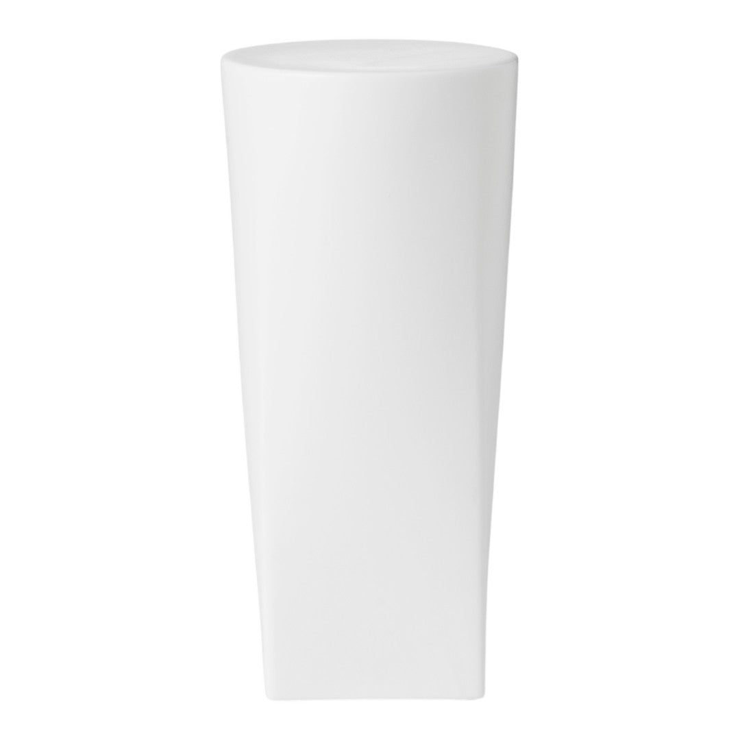 Sleek white cylindrical planter with a modern design, perfect for minimalistic decor.