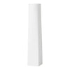 Sleek white decorative vase with a minimalist design and smooth, geometric shape. Perfect for modern decor.