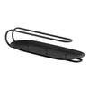 Sleek black metal holder with a smooth, oval shape and minimalist design, featuring a curved handle.