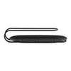 Sleek black design with a smooth finish, featuring a minimalist curved pattern. Ideal for modern aesthetics.