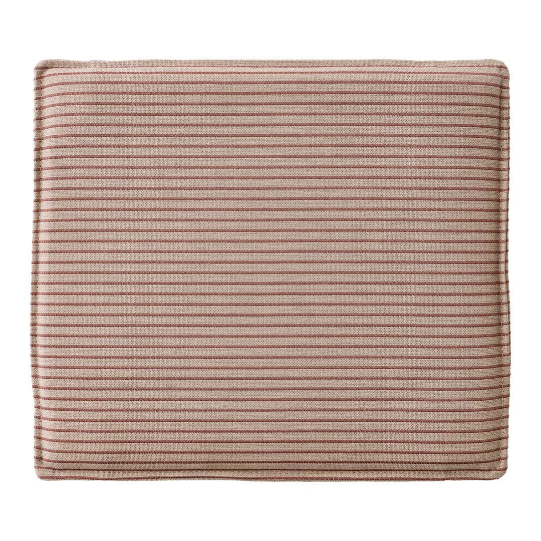 Soft pink cushion with subtle cream stripes, perfect for adding a touch of warmth to any space.