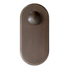 Bronze oval door knob with a smooth finish and matching plate, featuring a minimalist design. Ideal for modern decor.