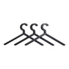 Set of three matte black hangers with a sleek, minimalist design, perfect for modern storage solutions.