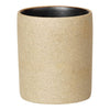 Beige textured planter with a smooth black interior, perfect for modern decor.