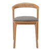 Light wood chair with a curved backrest and a gray upholstered seat, showcasing a minimalist design and natural tones.