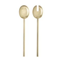 Gold serving utensils with sleek, minimalist design and smooth, glossy finish. Perfect for elegant dining.