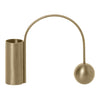 Brushed gold desk accessory with a curved arch and spherical accent, featuring a sleek, modern design.