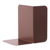 Brown metal bookend with a sleek, minimalist design and smooth matte finish. Perfect for modern decor.