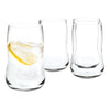 Set of four sleek, curved clear drinking glasses featuring a smooth surface and elegant design, perfect for any occasion.