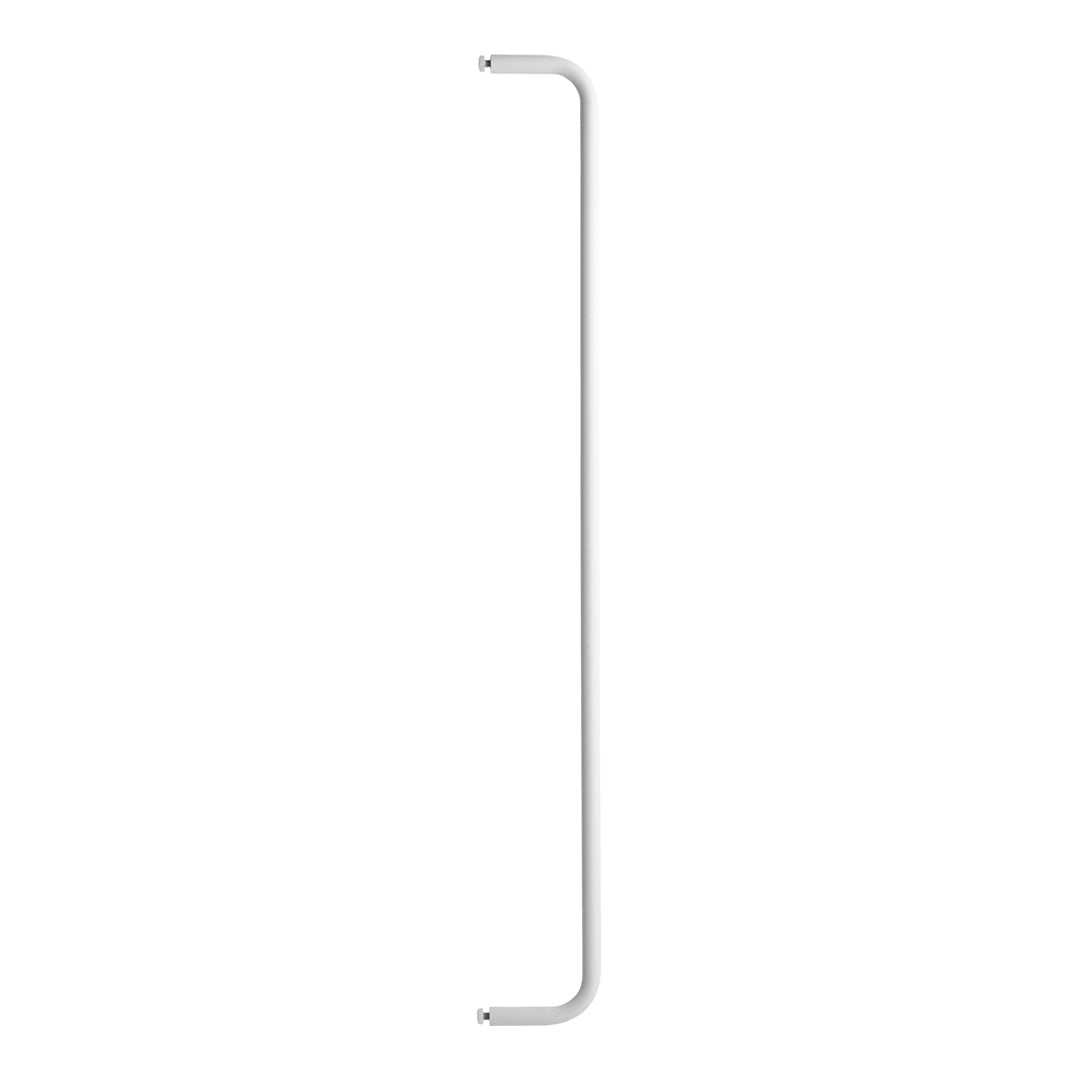 Sleek white curved metal bar against a plain background, showcasing a simple and modern design.
