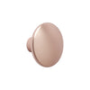 Sleek rose gold round cabinet knob with a smooth, brushed finish, perfect for modern decor.