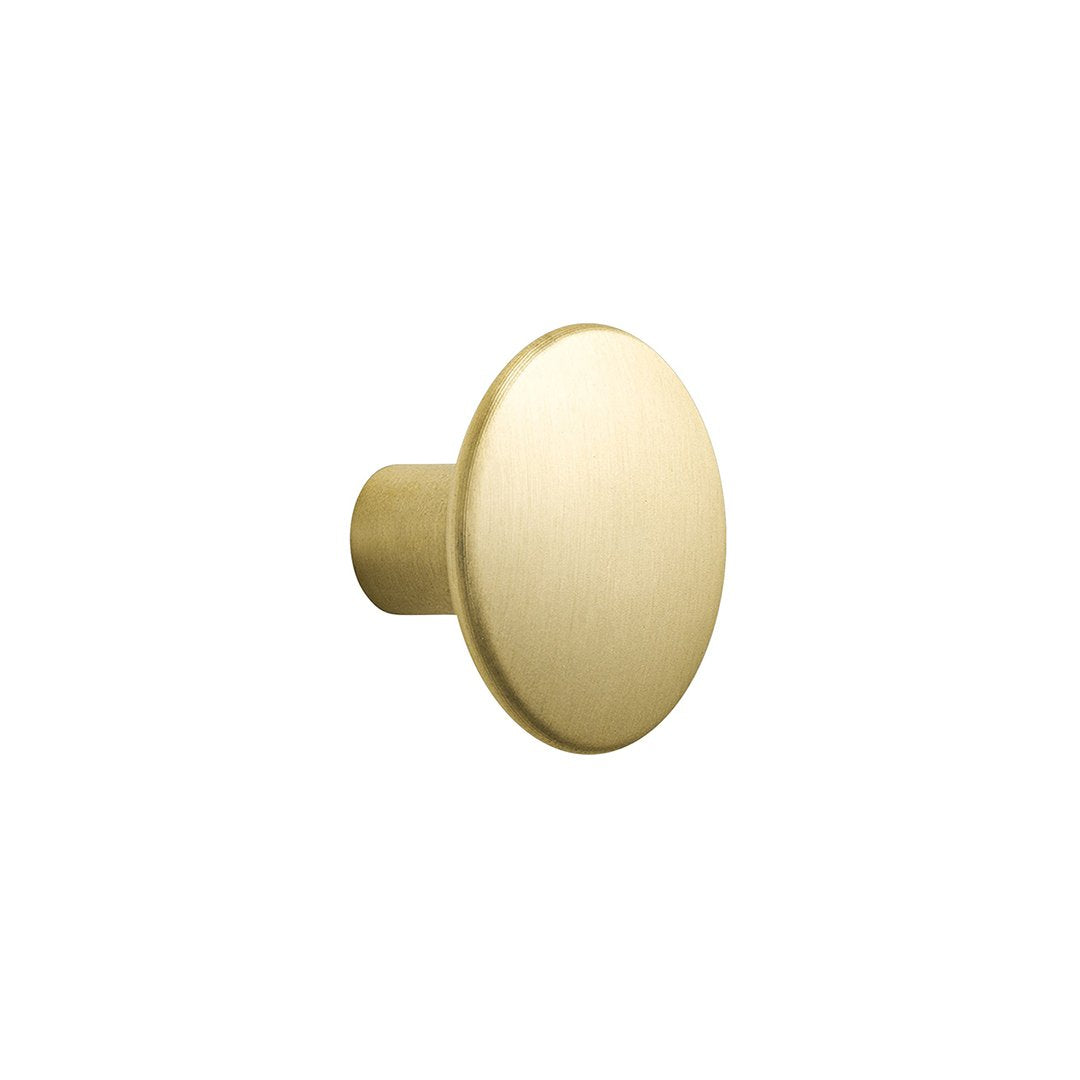 Matte gold round cabinet knob with a sleek, minimalist design, perfect for modern home decor.