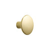 Matte gold round cabinet knob with a sleek, minimalist design, perfect for modern home decor.