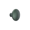 Matte dark green round cabinet knob with a smooth finish, ideal for modern decor.