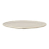Cream-colored ceramic plate with a smooth, matte finish and minimalistic design. Ideal for modern table settings.