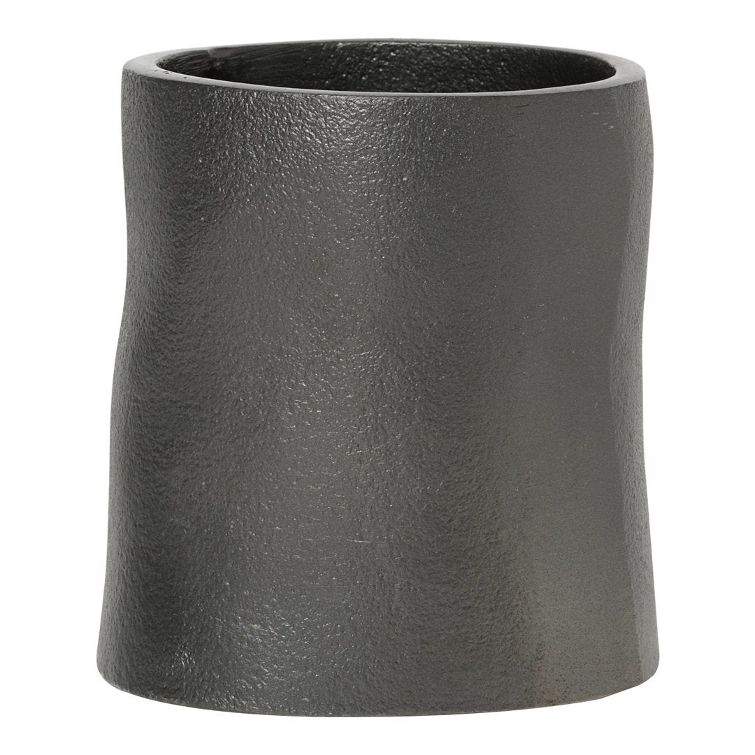 Textured gray ceramic planter with a unique wavy design, perfect for modern home decor.