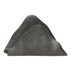 Dark gray leather decorative accents with smooth, curved edges, featuring a minimalist design. Perfect for modern decor.