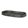 Black oval tray with a textured finish and raised edges, perfect for stylish organization and decor.