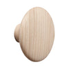 Light natural wood knob with a smooth, oval shape and subtle grain pattern. Ideal for furniture and cabinetry.